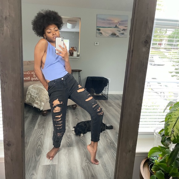 Super Distressed Black Skinny Jeans - Picture 1 of 11